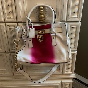 Michael Kors white and fuchsia bag